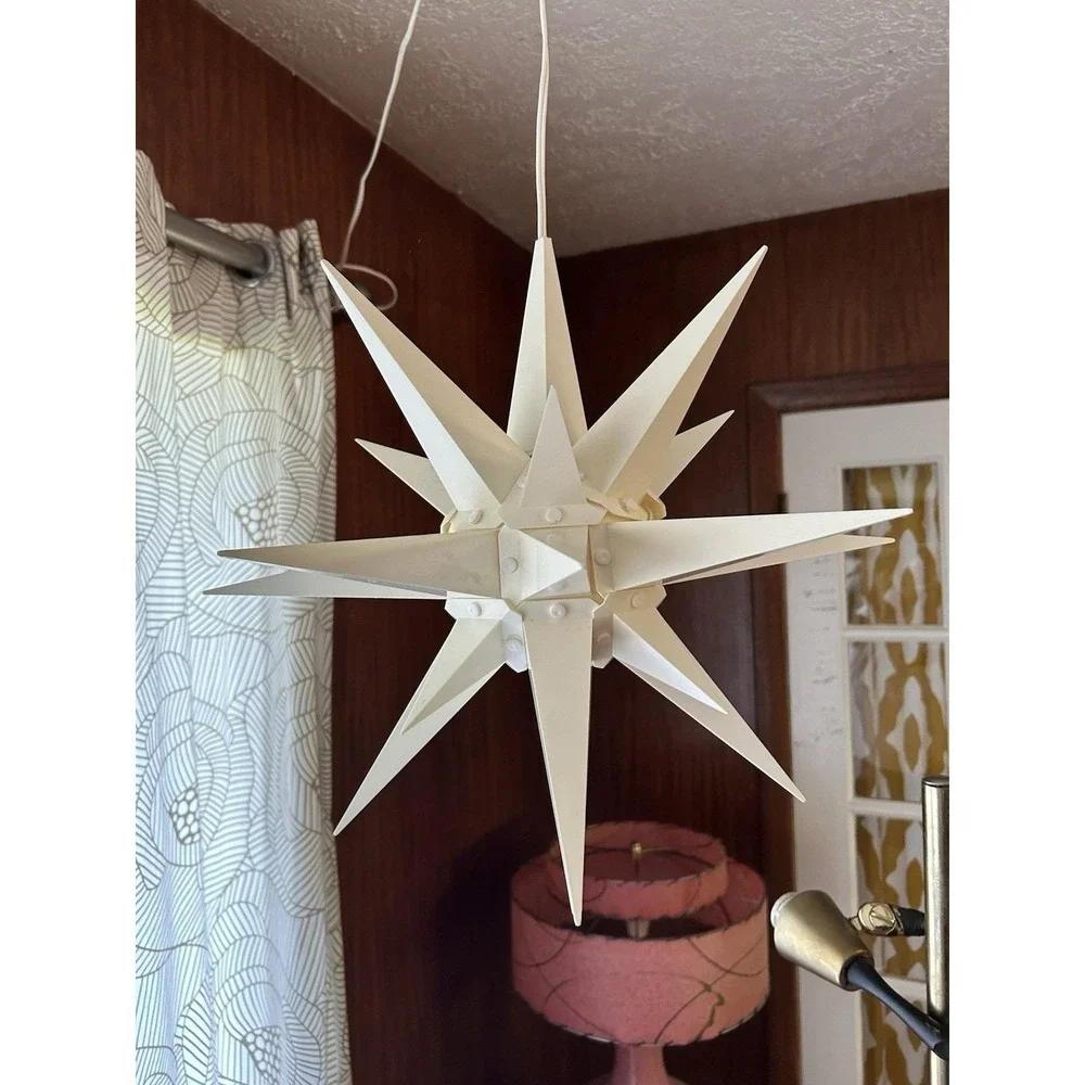 Vintage Moravian Star Light Lititz Folk Art Lantern Holiday Bethlehem Lamp 14